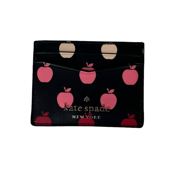 Kate Spade Staci Small Slim Card Holder Orchard Apple Print NWT - Picture 1 of 4